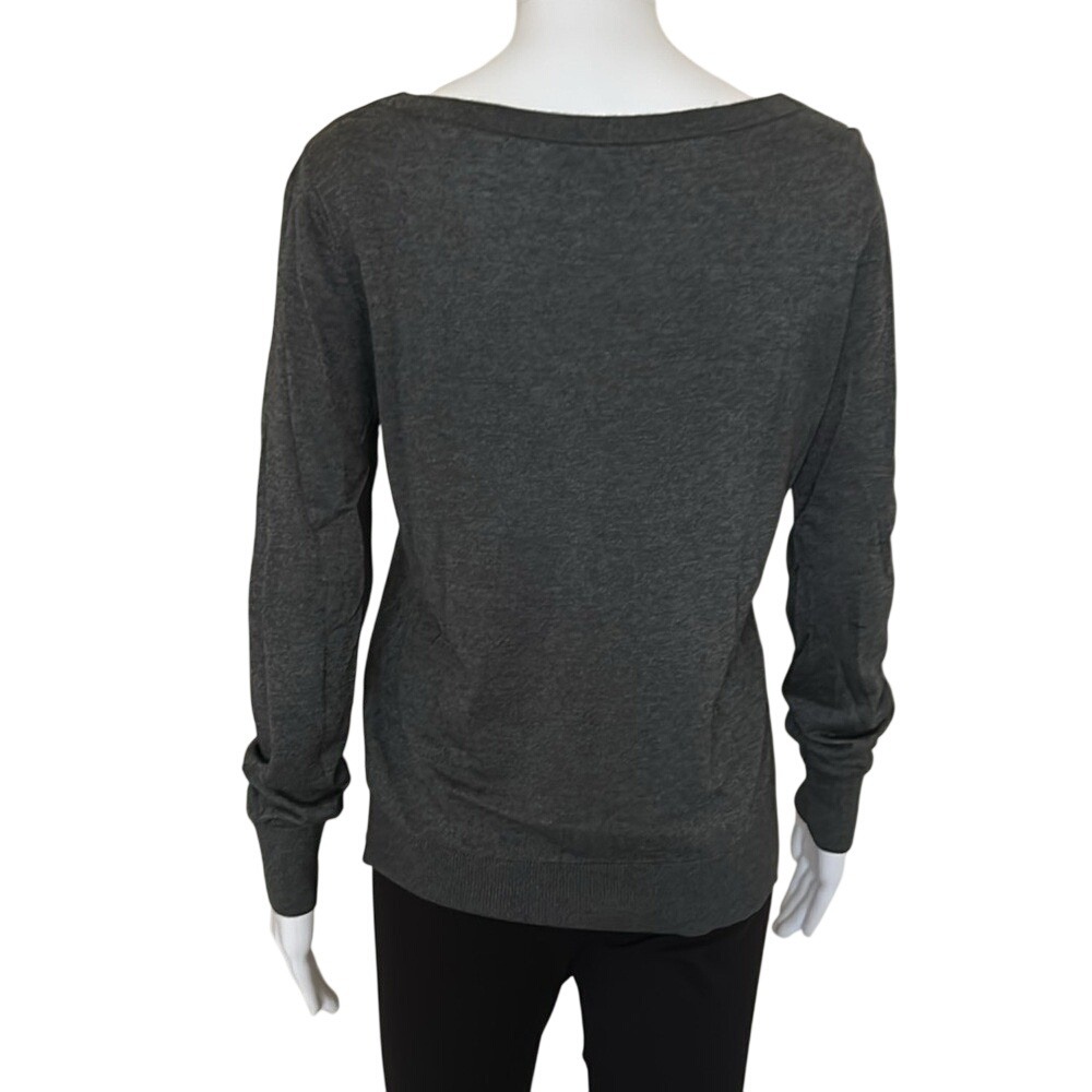 Banana Republic Dark Grey Soft Silk Cashmere V-Neck Long Sleeve Sweater Small - Picture 2 of 8